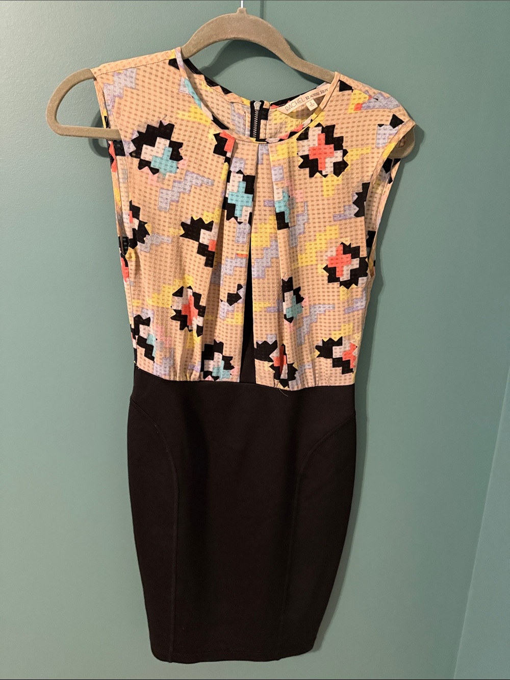 RACHEL Rachel Roy Black Ponte & Geo-Print Midi Dress